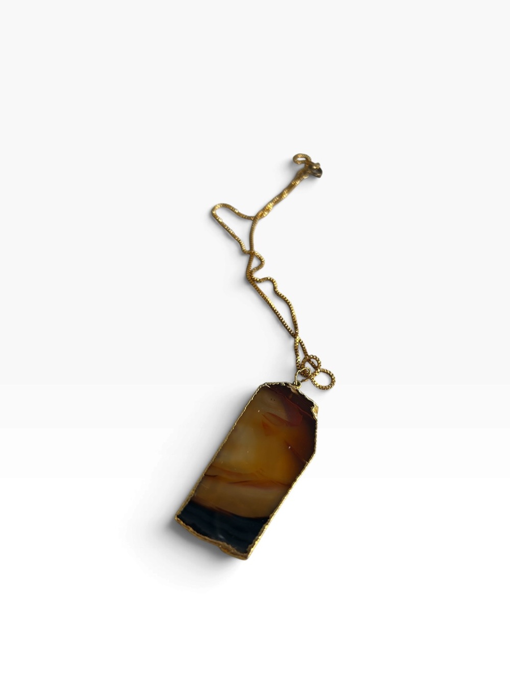 Gold Caramel Agate Slice Pendant